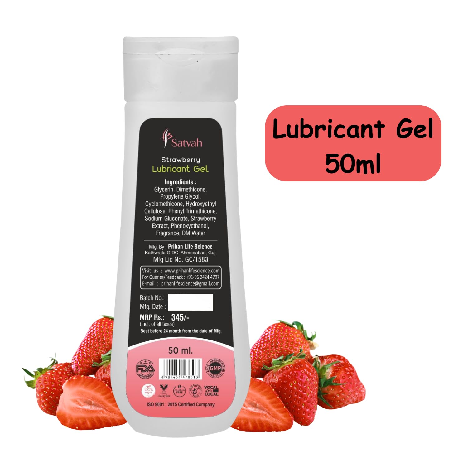 Satvah 100% Natural Strawberry Lubricants Gel (50ml) : Amazon.in